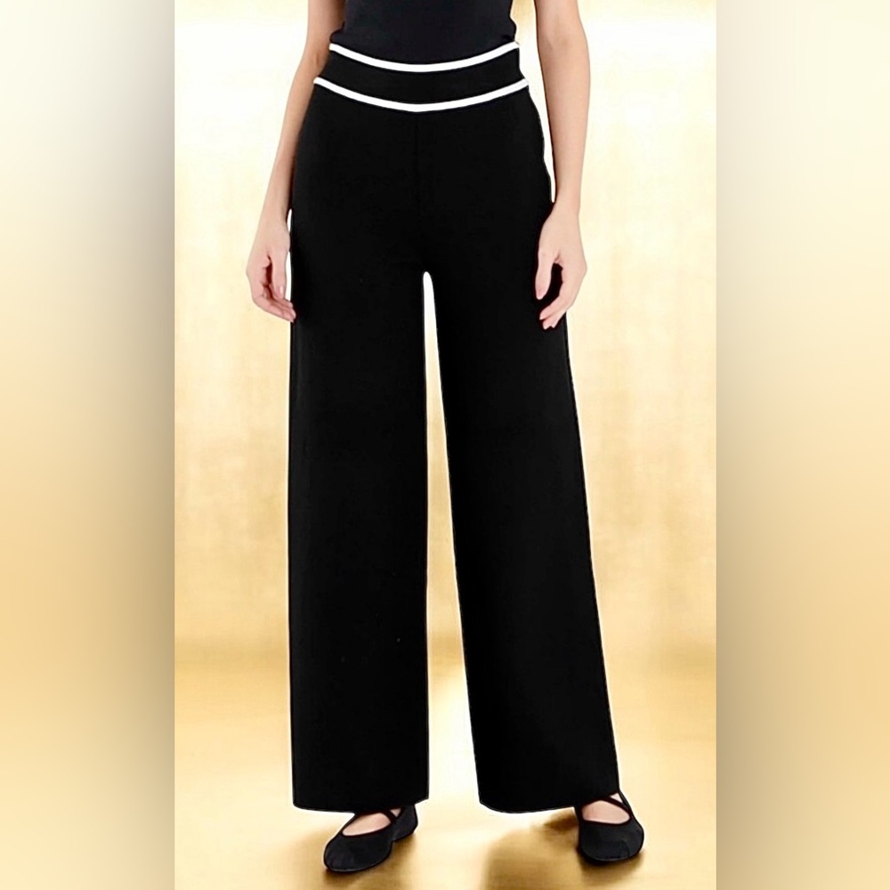 English Factory HIGH-WAISTED WIDE-LEG KNIT PANTS